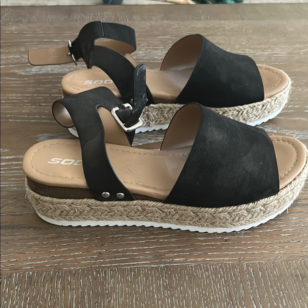 Soda Black Espadrille Sandals